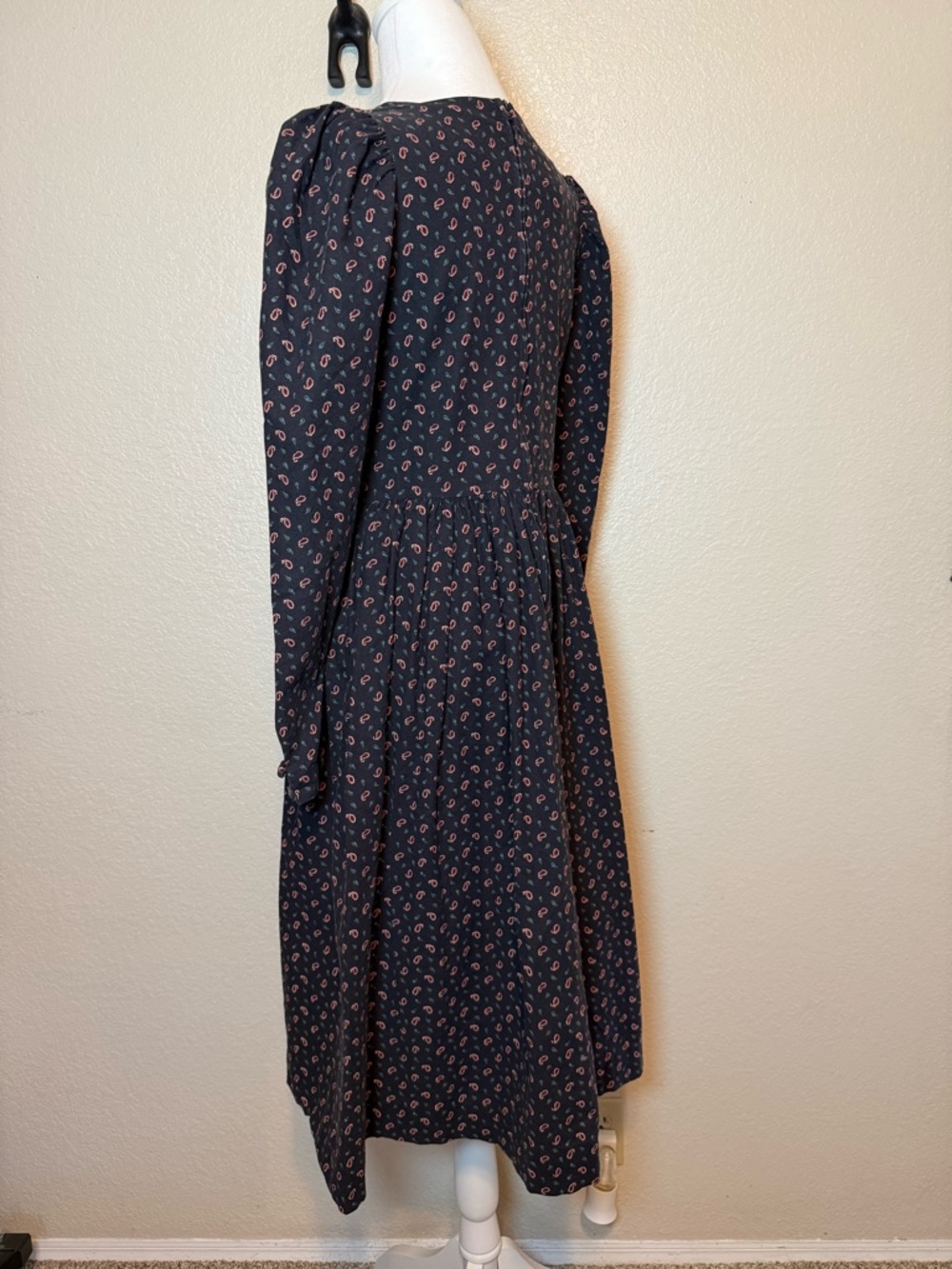Vintage 1980’s Laura Ashley Paisley Print Prairie Dress Blue Size 12 - Picture 8 of 16
